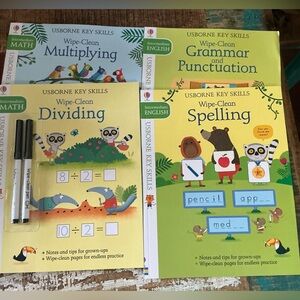 USBORNE 4 Intermediate Key Skills Write on, wipe off books, Brand New!